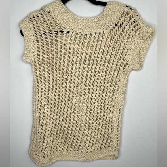 Handmade cream boho knit neutral top - Picture 5 of 5